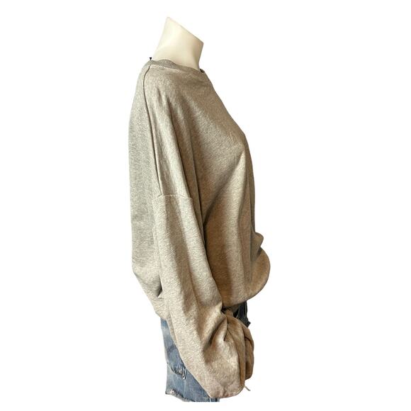 GRLFRND Oversized Gather Sweatshirt Medium Gray Slouchy Ruched Sleeves $215 NEW - Picture 5 of 8